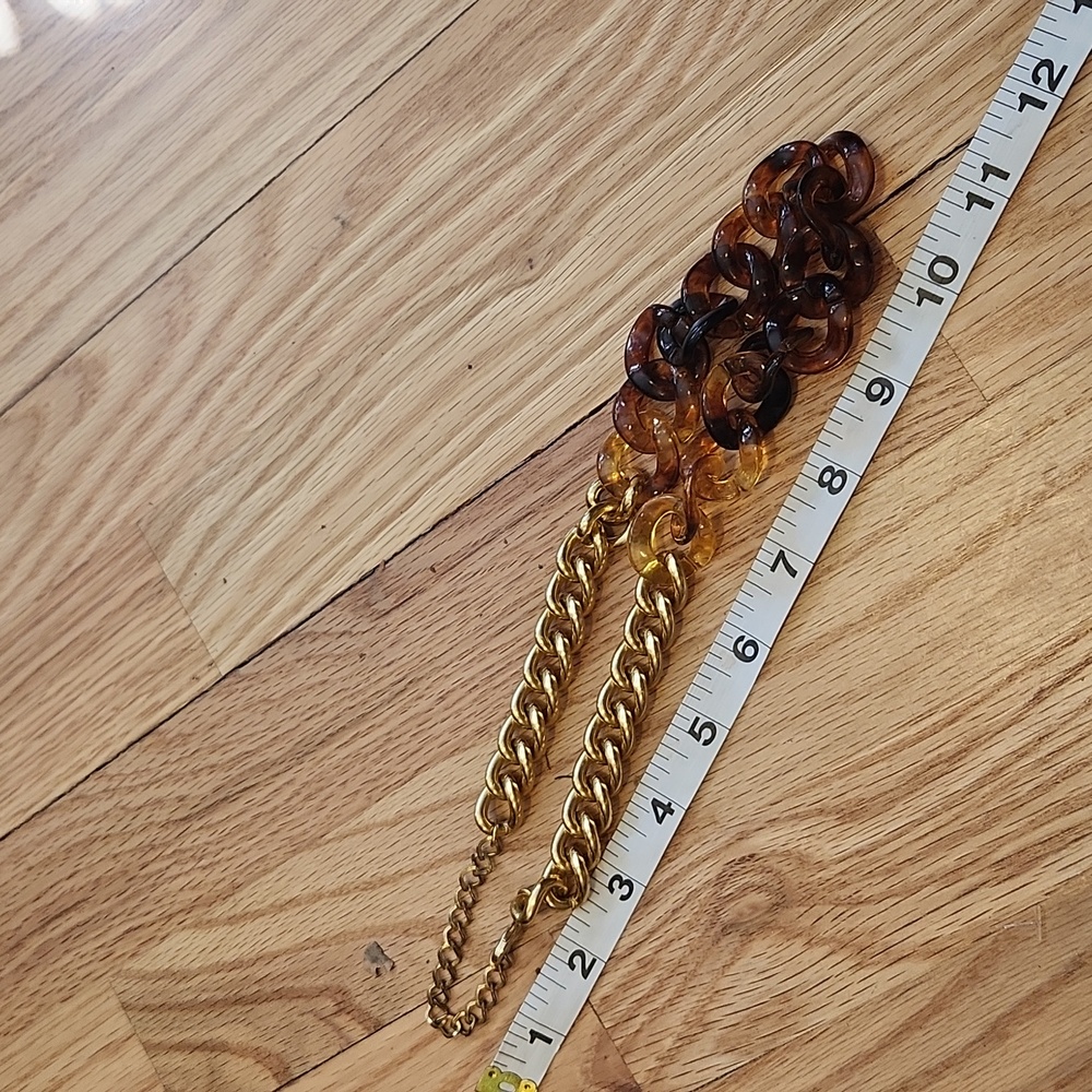 Tortoiseshell Gold Chain Necklace Adjustable Length Chunky - Picture 10 of 10